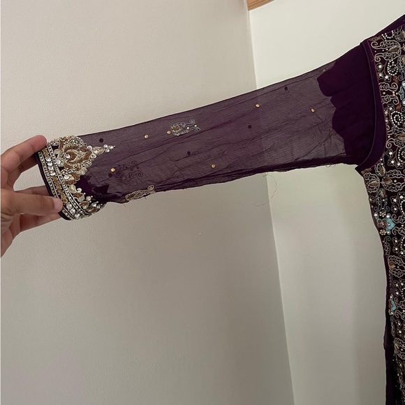 purple pakistani wedding formal dress - Picture 2 of 5